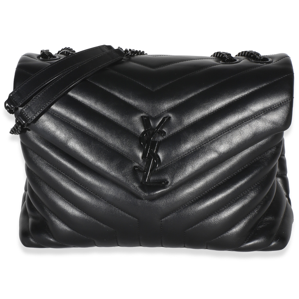 Saint Laurent Black Calfskin Y Quilted Monogram Medium Loulou Chain Satchel
